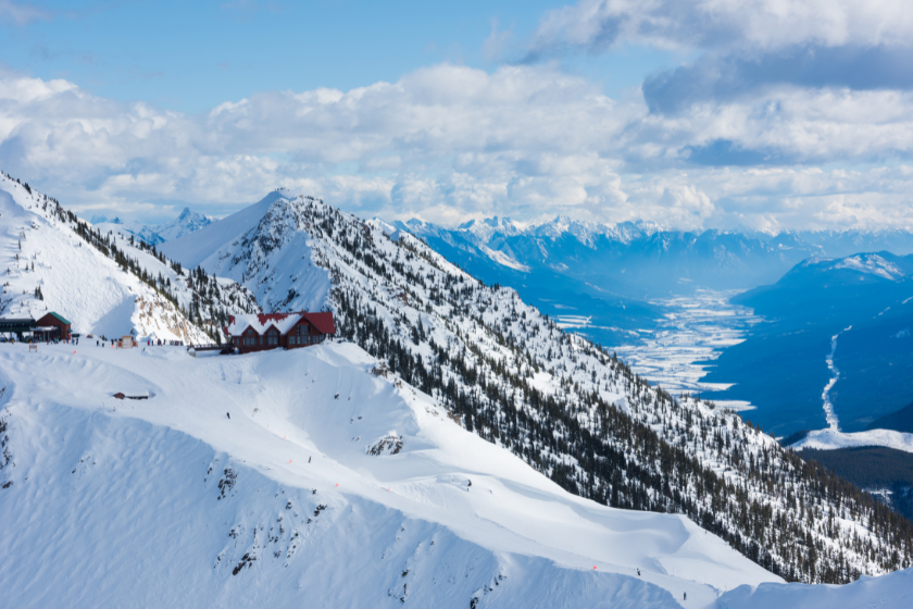 View at the summit of the gondola at Kicking Horse ski resort