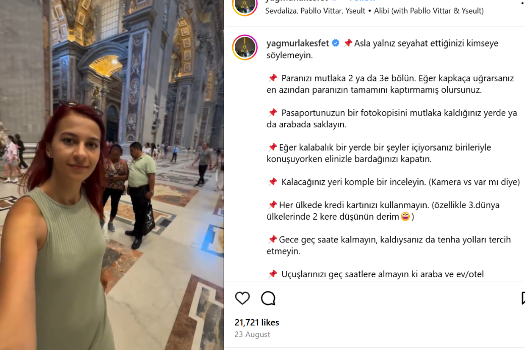 Screengrab of Instagram account from a HomeExchange influencer.