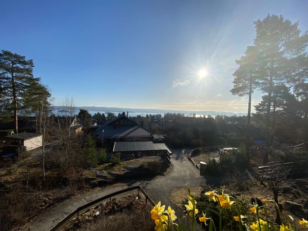 A house with a scenic view on Oslo fjord, next to the woods