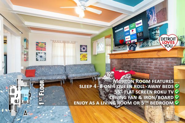 Detroit Loves You Guest Home - Up to 30 guests: 4-5 bedrooms, 12 beds, 2 baths