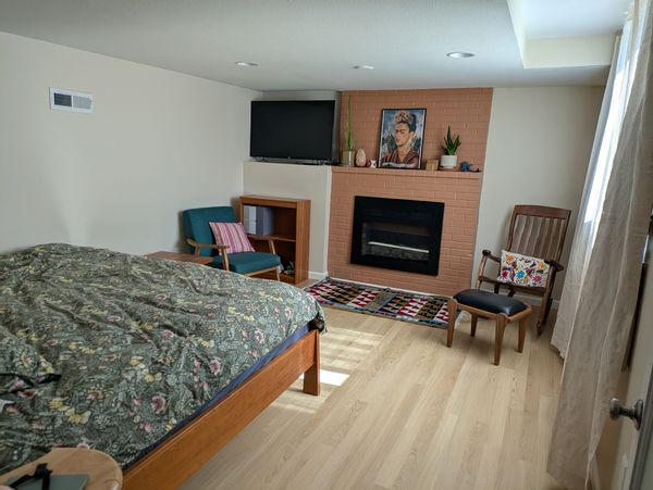 Private Room with Natural Light and Fireplace