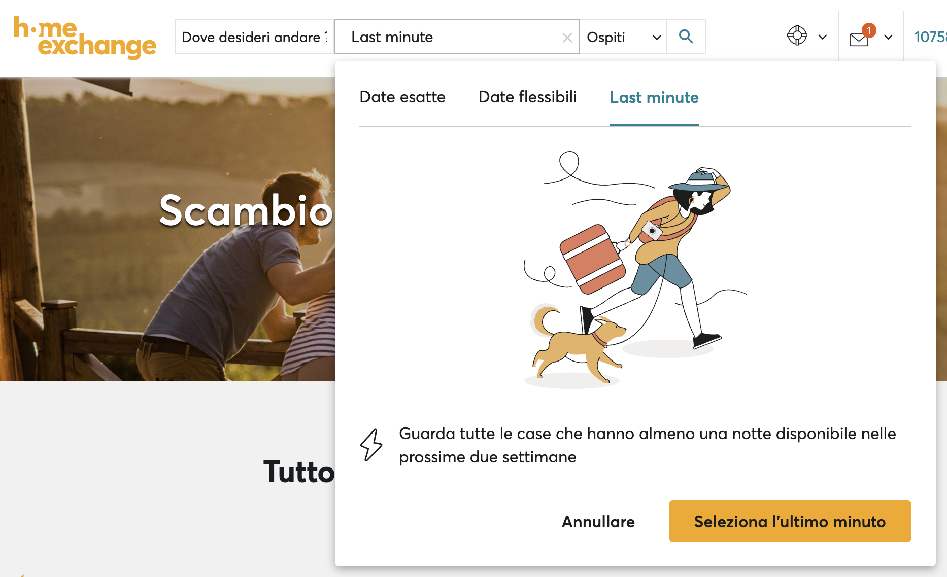 Screen filtro scambi Last minute
